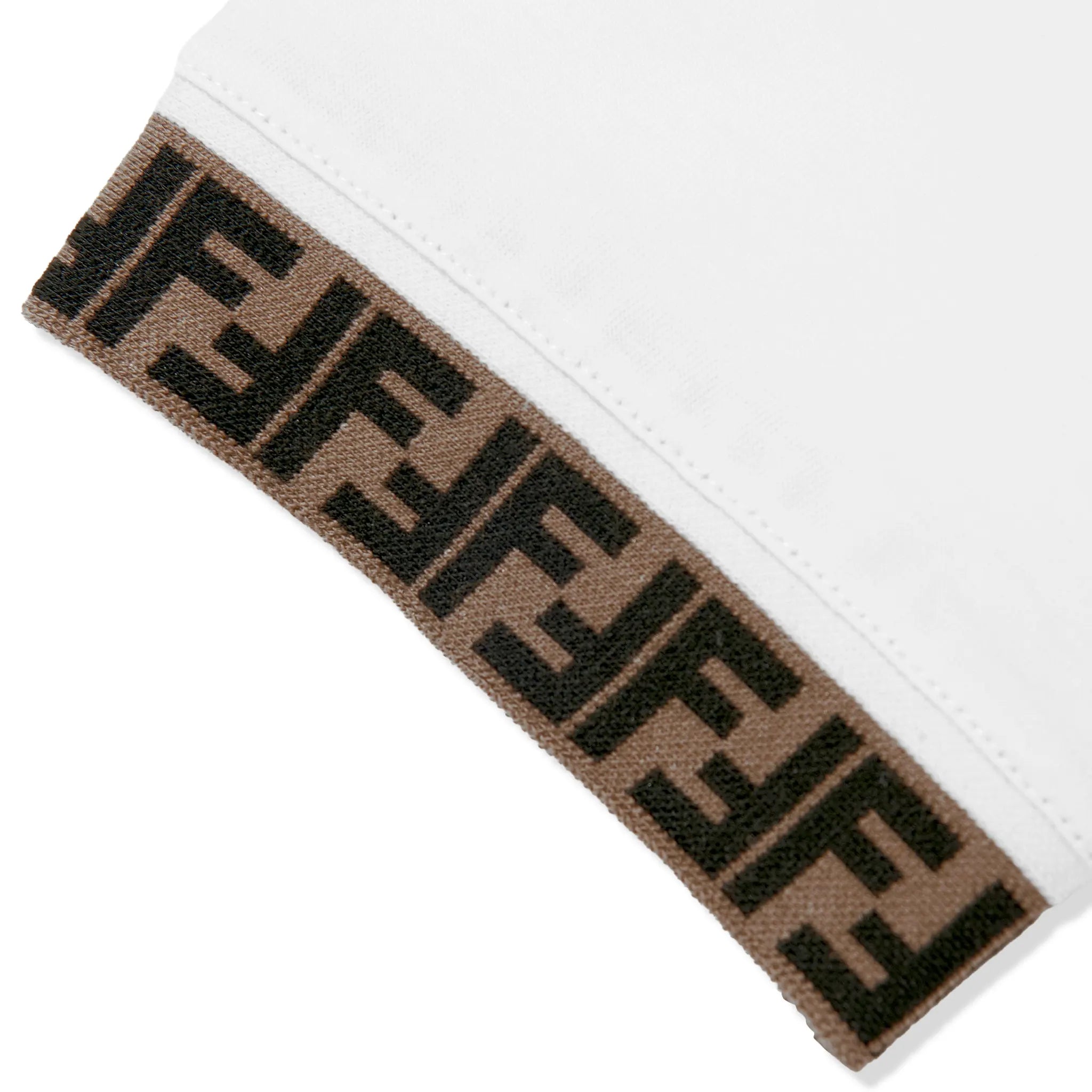 Detailed View of Fendi Logo Trim Kids White T Shirt FENA0193515123